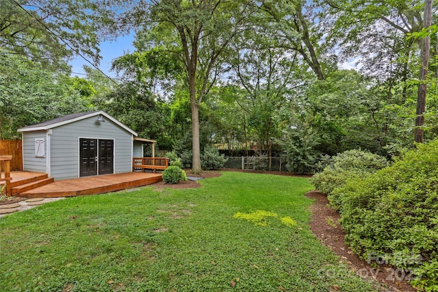 view of yard featuring a deck