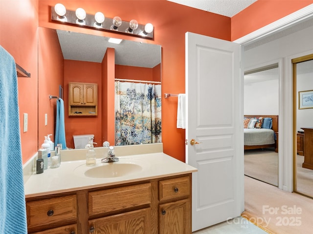 1206 Deermouse Way, Hendersonville, NC 28792 - bathroom featuring vanity, a textured ceiling, and toilet