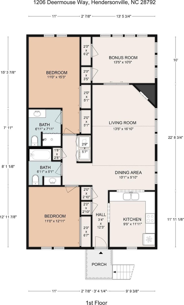 1206 Deermouse Way, Hendersonville, NC 28792 - floor plan