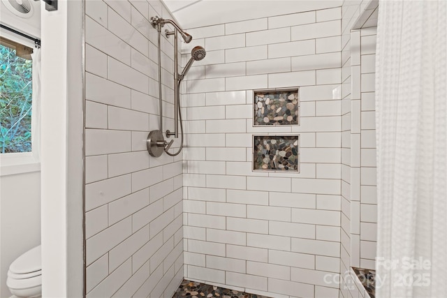 bathroom featuring toilet and walk in shower