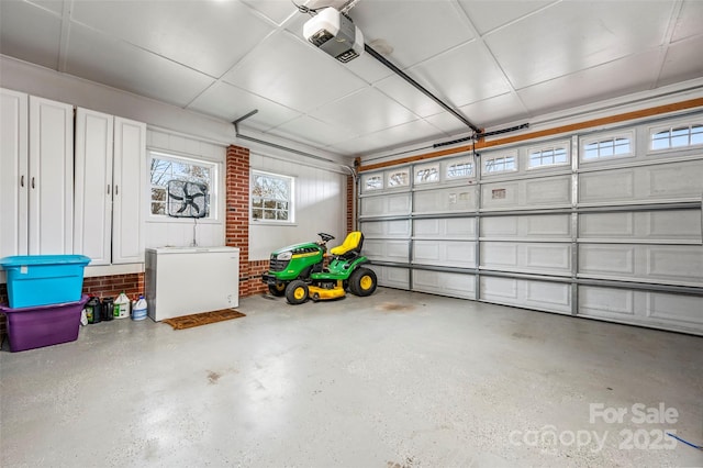 garage with a garage door opener