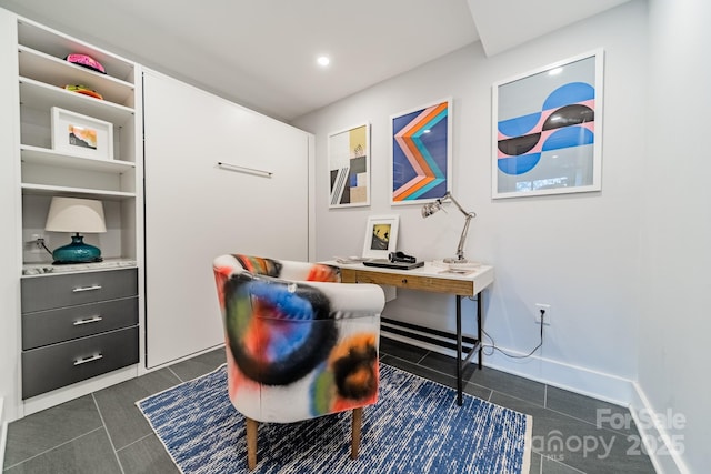 office featuring dark tile patterned floors