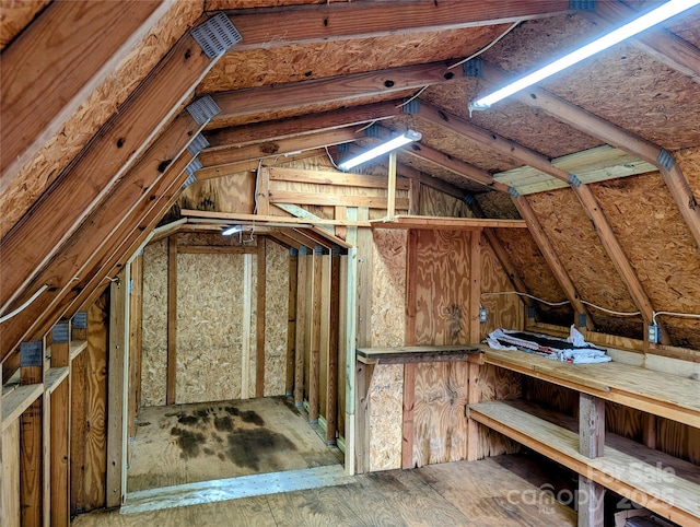 view of unfinished attic