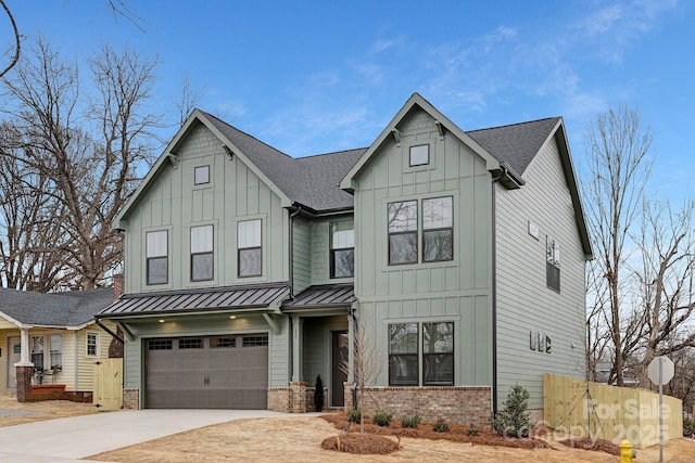 modern farmhouse with a garage