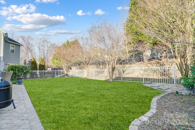 view of yard featuring a fenced backyard