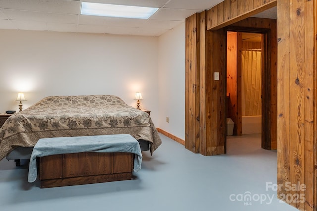 6108 Gold Creek Estate Dr, Hickory, NC 28601 - bedroom with wooden walls and a drop ceiling