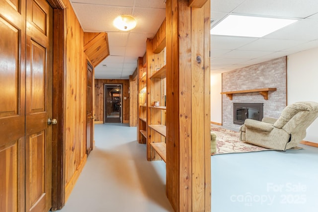 6108 Gold Creek Estate Dr, Hickory, NC 28601 - hallway with a drop ceiling and concrete flooring