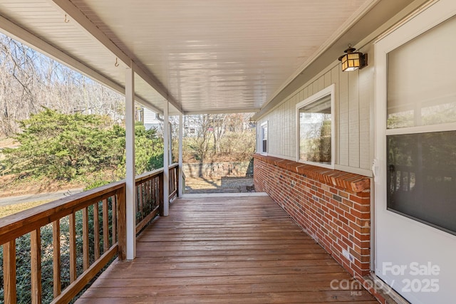 deck featuring a porch