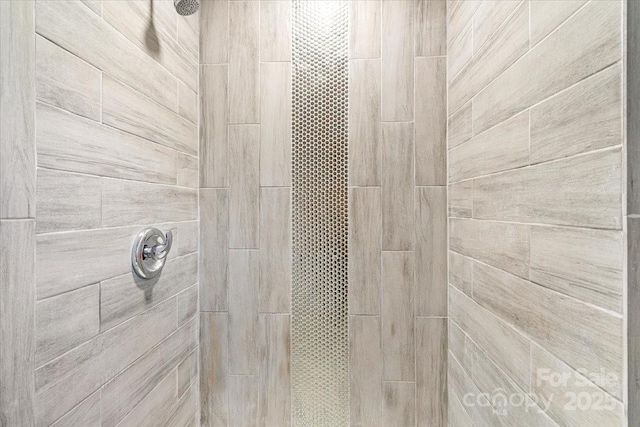 details with a tile shower