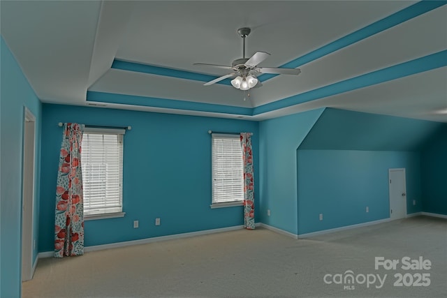 2043 Covered Bridge Ct, Rock Hill, SC 29732 - carpeted spare room featuring a ceiling fan, baseboards, plenty of natural light, and a raised ceiling