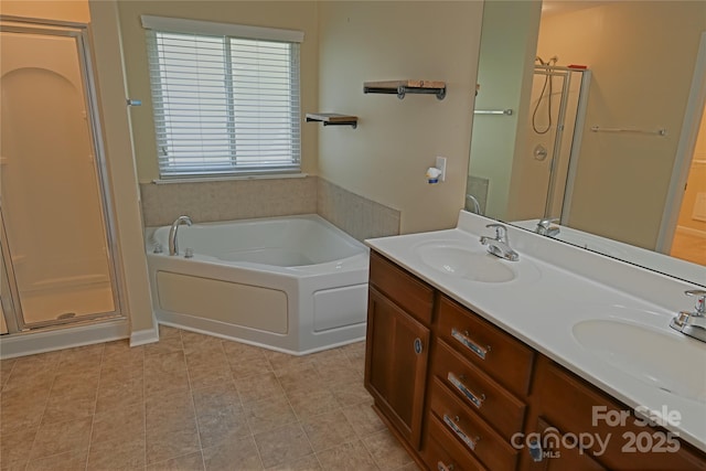 2043 Covered Bridge Ct, Rock Hill, SC 29732 - bathroom featuring a stall shower, a garden tub, and double vanity
