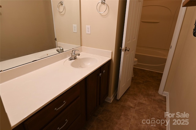 2043 Covered Bridge Ct, Rock Hill, SC 29732 - bathroom featuring vanity, toilet, tile patterned flooring, and shower / bath combination