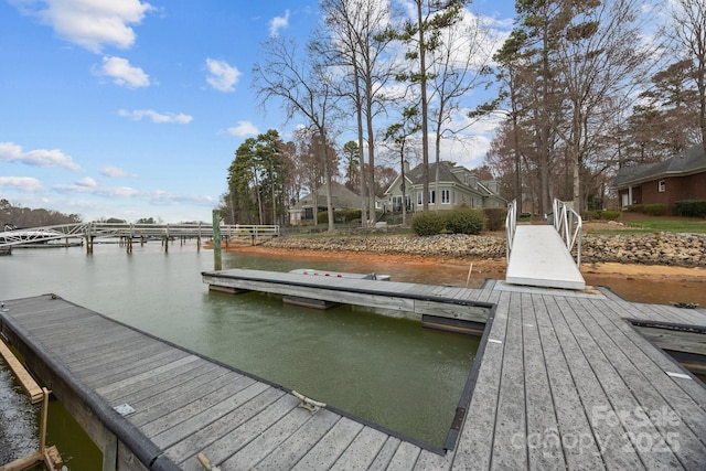 dock area with a water view