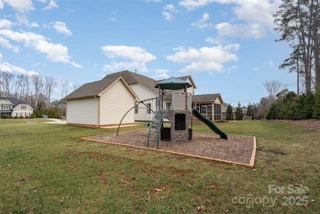 view of play area with a lawn