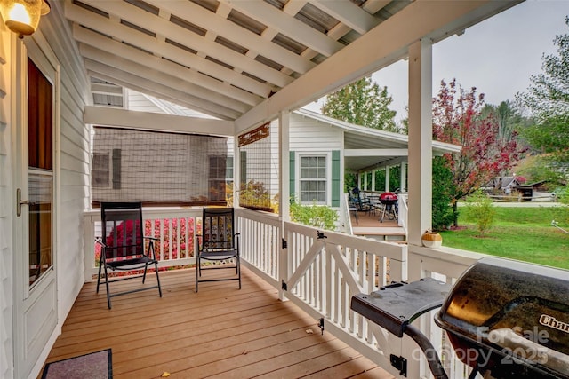 deck featuring grilling area