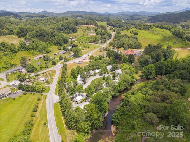 bird's eye view featuring a mountain view