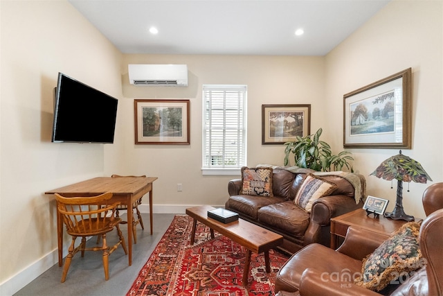 living room with a wall unit AC