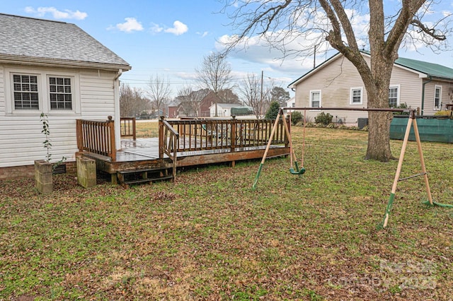 view of yard featuring a deck