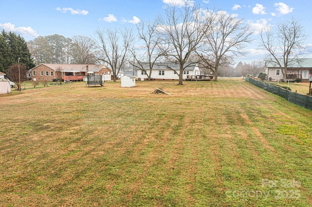 view of yard with a storage shed