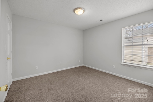 carpeted spare room featuring a textured ceiling