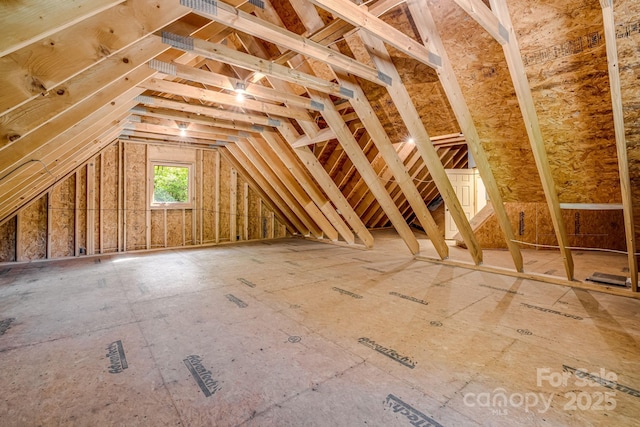 view of unfinished attic