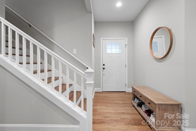 entrance foyer featuring light wood-type flooring