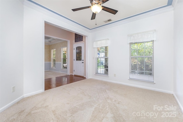 1245 Periwinkle Dr, Waxhaw, NC 28173 - carpeted spare room with ceiling fan and ornamental molding