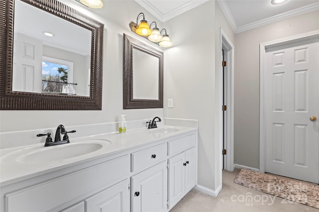 bathroom featuring vanity and crown molding