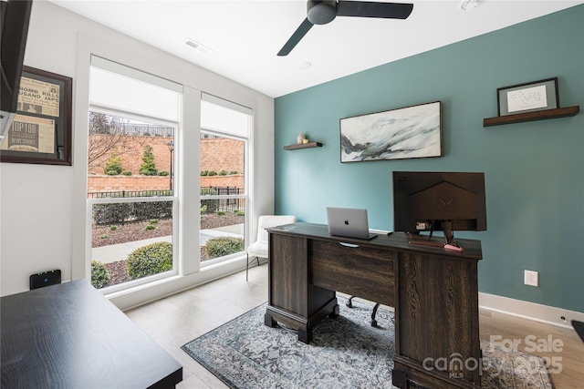 office featuring ceiling fan