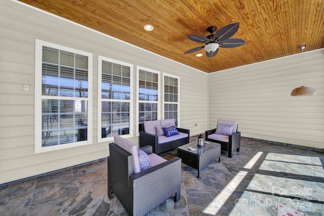 view of patio / terrace with an outdoor hangout area and ceiling fan
