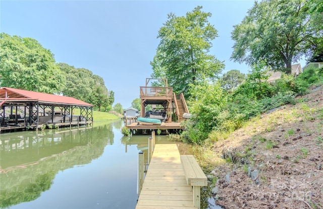 431 Island Cove Rd Unit 86, Norwood, NC 28128 - dock area featuring stairs and a water view