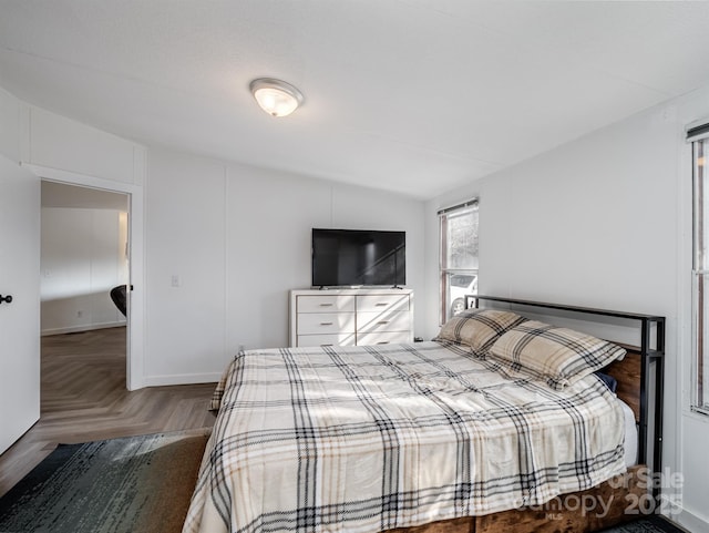 bedroom with parquet floors