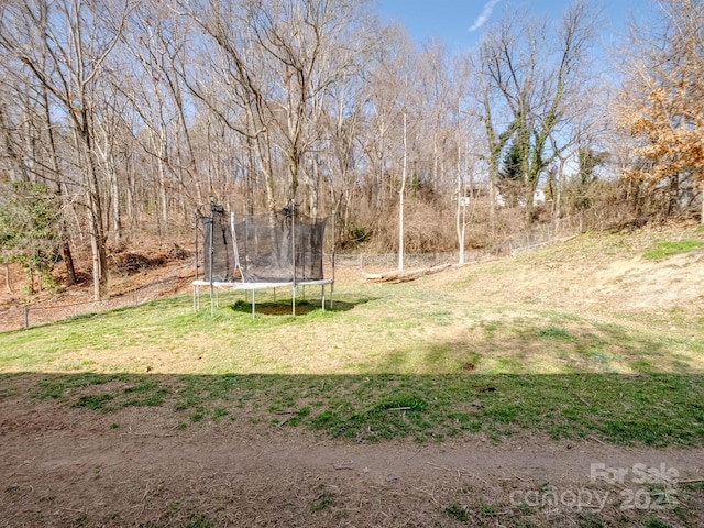 view of yard featuring a trampoline