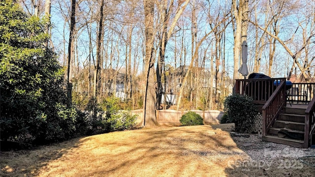 view of yard featuring a deck