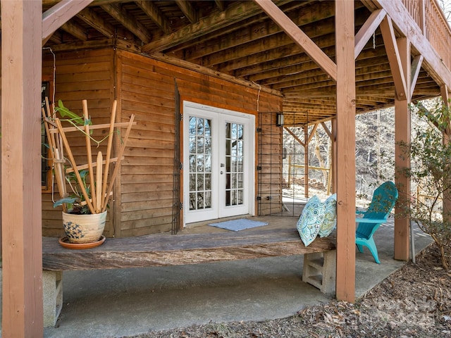 doorway to property with french doors and a patio area