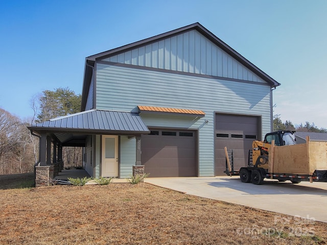 view of front of property with a garage