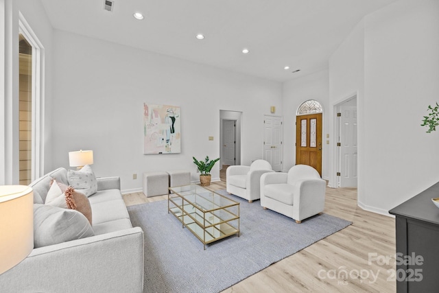 living room featuring light hardwood / wood-style floors