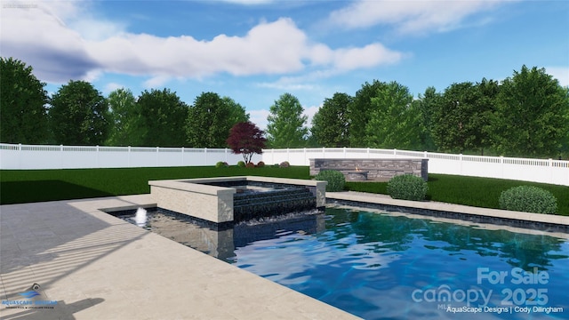 view of swimming pool with an in ground hot tub