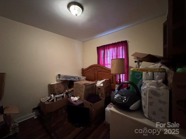 interior space with dark hardwood / wood-style floors