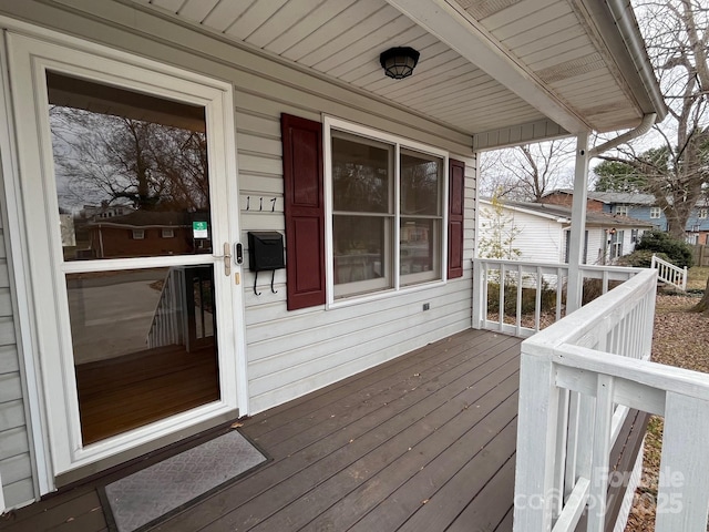 wooden terrace with covered porch