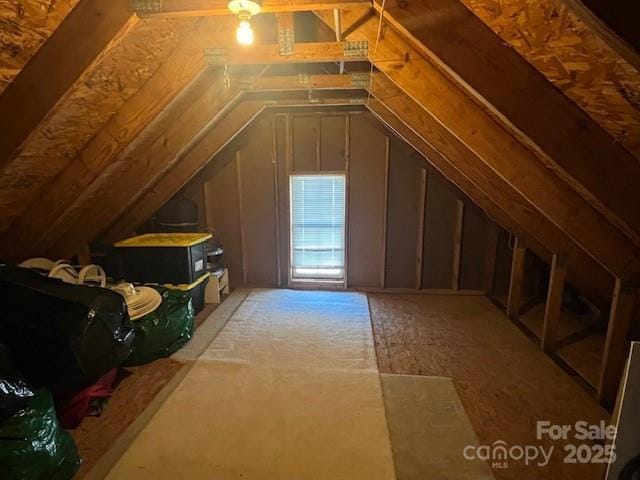 view of unfinished attic