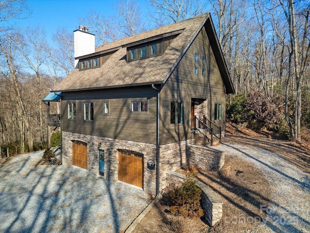 exterior space featuring a garage