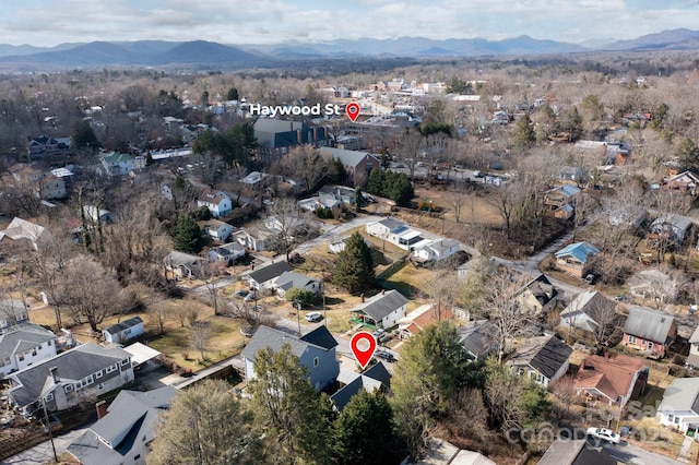 aerial view with a mountain view