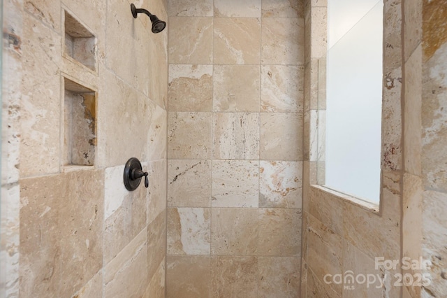 interior details featuring tiled shower