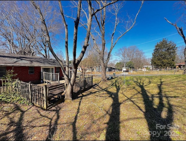 view of yard featuring fence