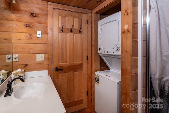 3925 Blackberry Crest Ln, Lenoir, NC 28645 - washroom with estacked washer and dryer