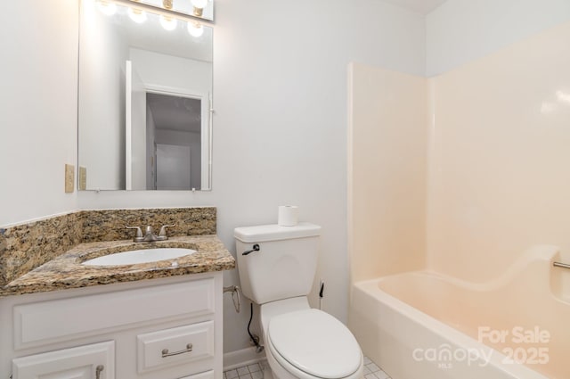 1006 Lost Cv, Weddington, NC 28104 - full bathroom featuring toilet, tile patterned flooring, vanity, and shower / washtub combination