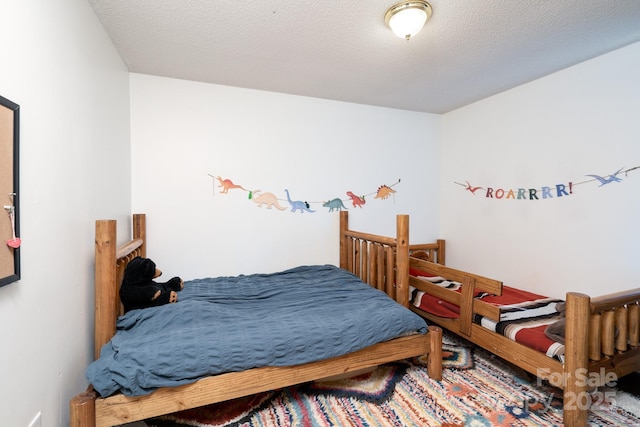 bedroom with a textured ceiling