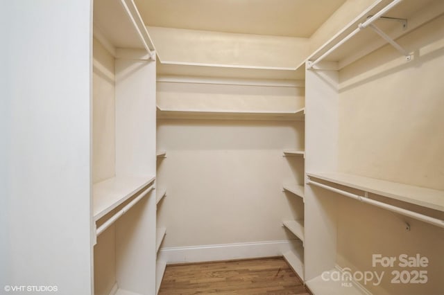 spacious closet with wood finished floors