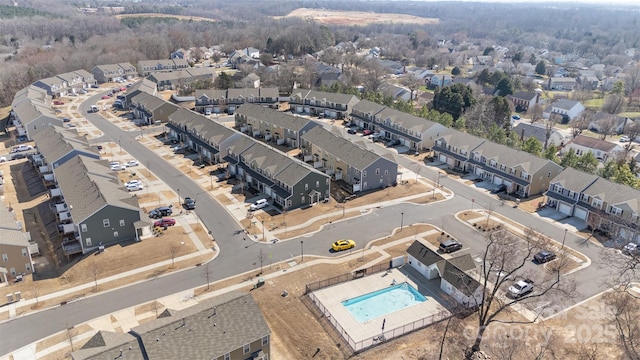 aerial view with a residential view